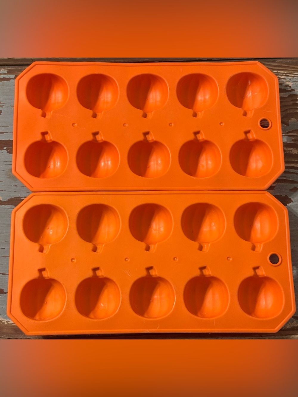 Lot of 2 Orange Silicone Molds - 10 Cavity Mini Pumpkins